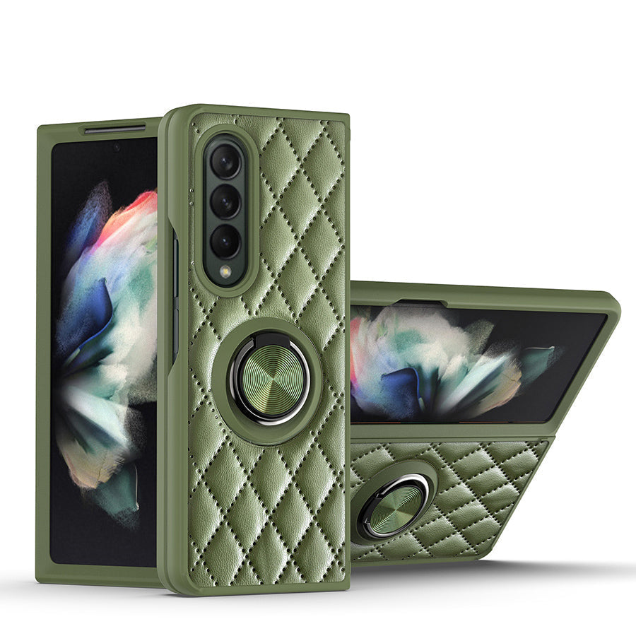 Lattice Finger Ring Case For Samsung Galaxy Z FOLD 4