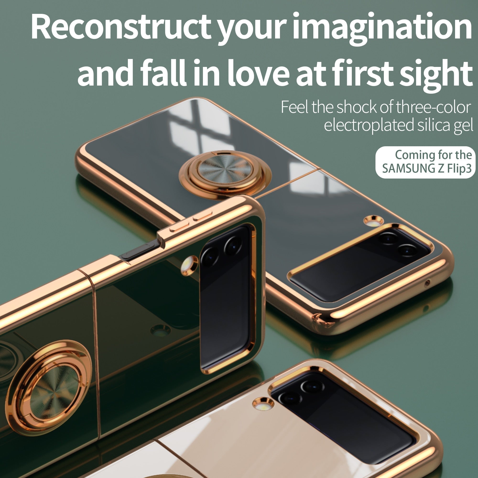 Luxury Electroplating Magnetic Ring Bracket Protective Cover for Samsung Galaxy Z Flip 4 5G - Galaxy Z Flip 4 Case