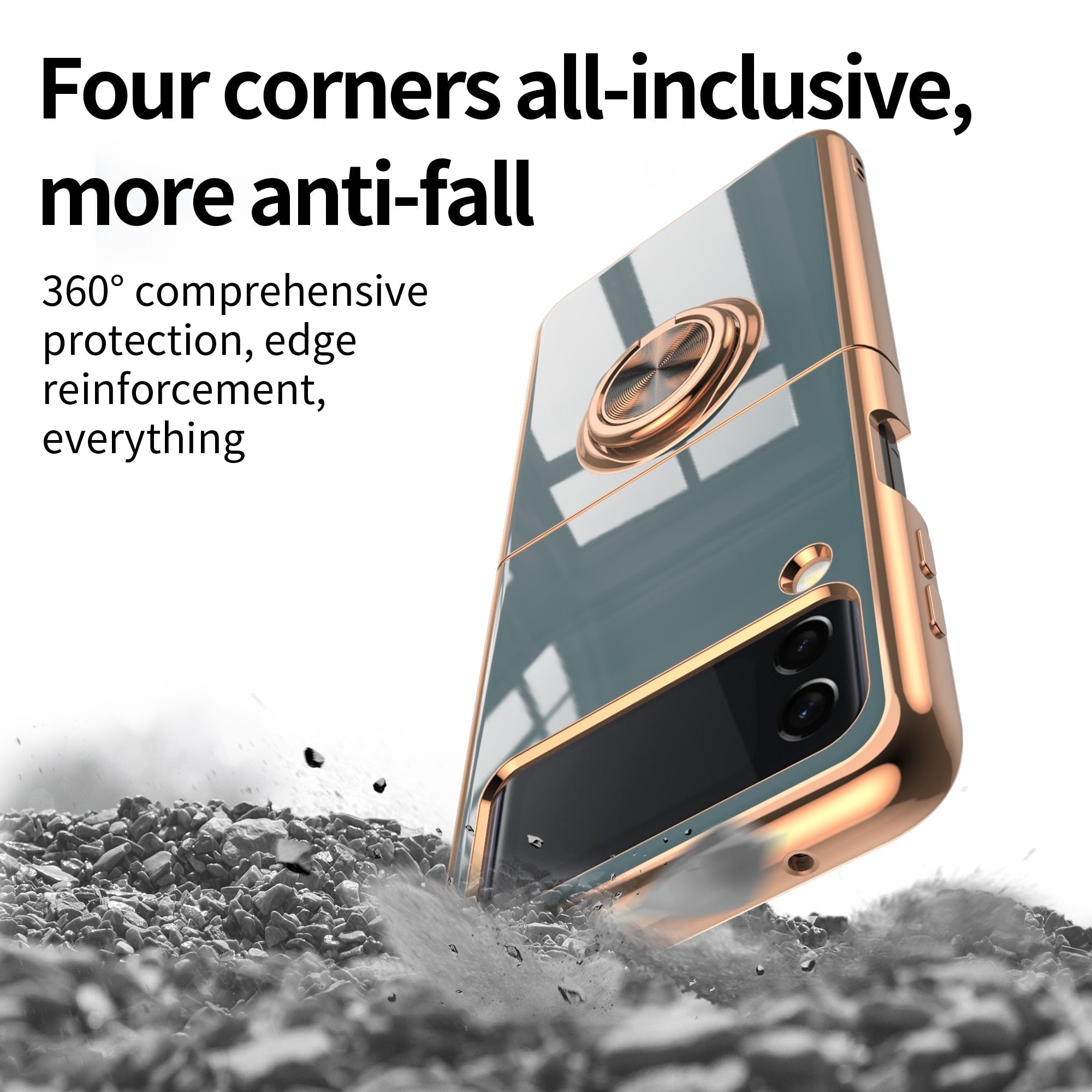 Luxury Electroplating Magnetic Ring Bracket Protective Cover for Samsung Galaxy Z Flip 4 5G - Galaxy Z Flip 4 Case