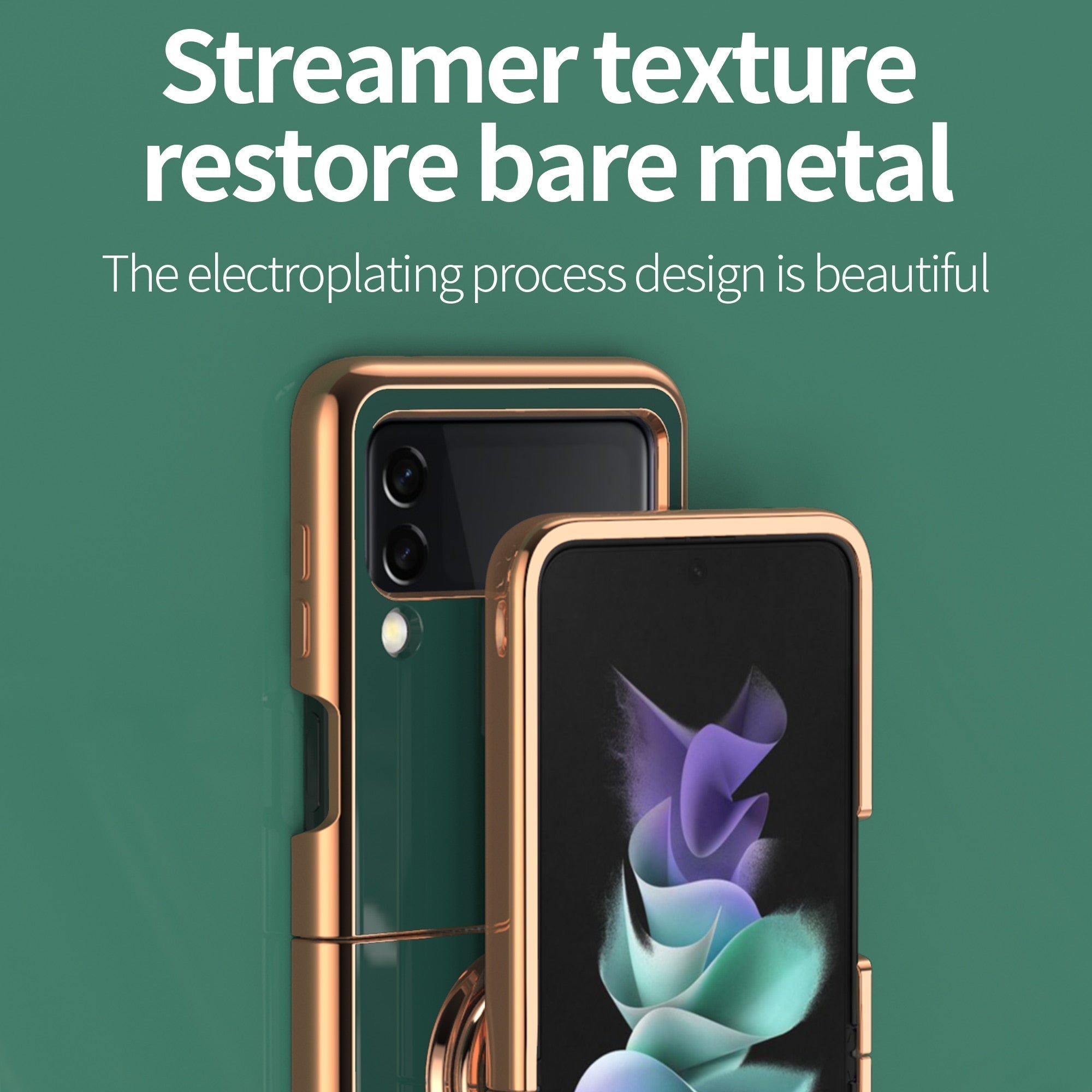 Luxury Electroplating Magnetic Ring Bracket Protective Cover for Samsung Galaxy Z Flip 4 5G - Galaxy Z Flip 4 Case