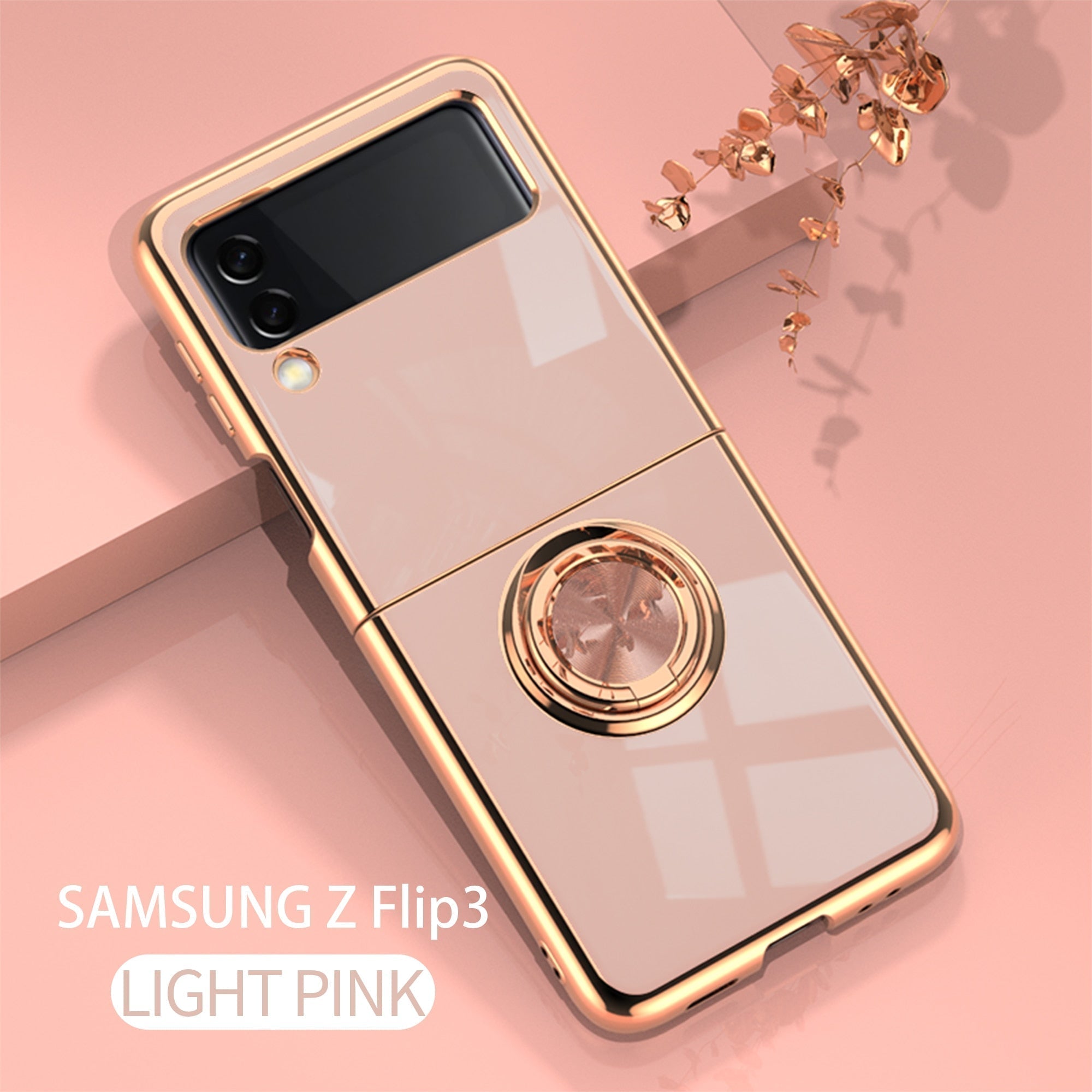 Luxury Electroplating Magnetic Ring Bracket Protective Cover for Samsung Galaxy Z Flip 4 5G - Galaxy Z Flip 4 Case
