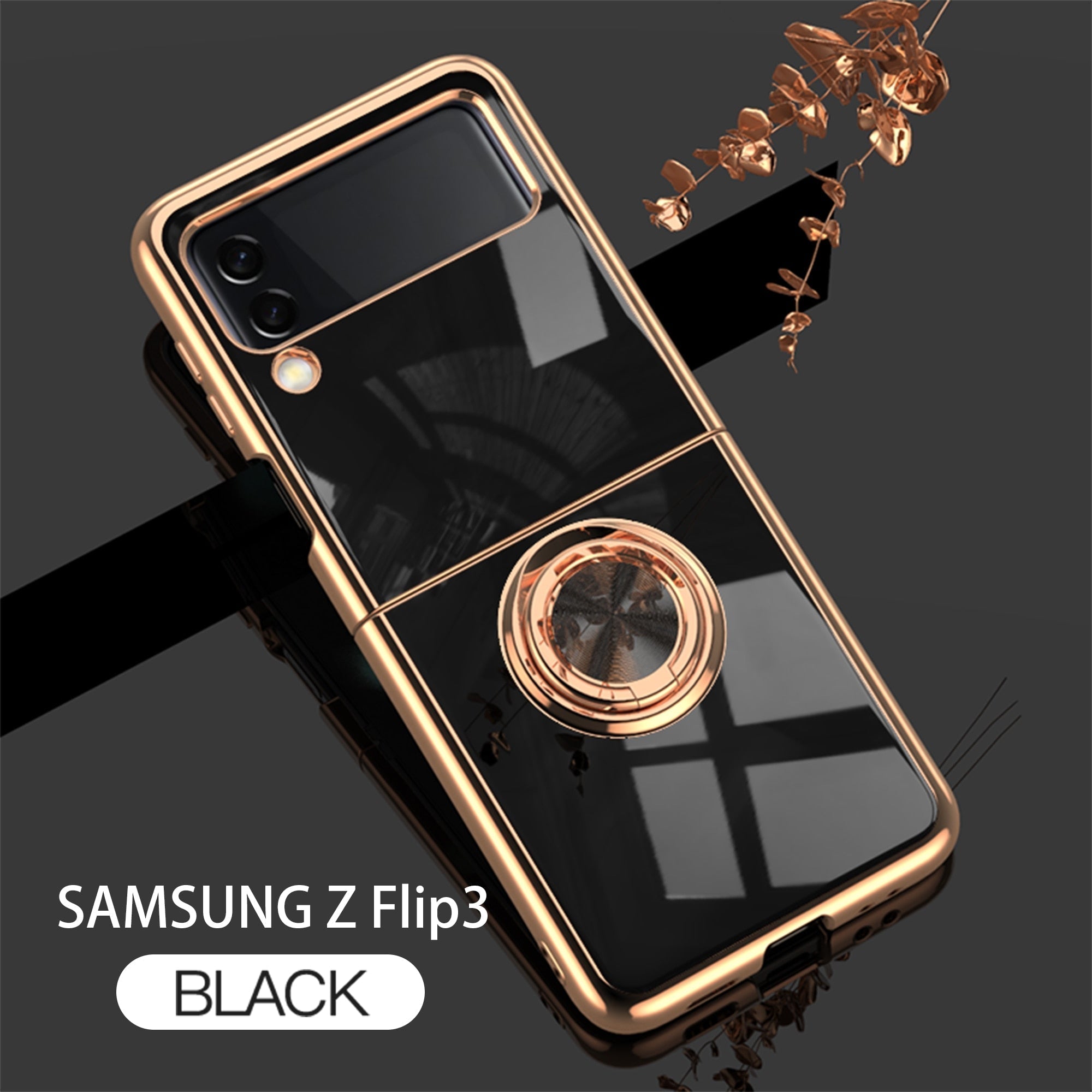 Luxury Electroplating Magnetic Ring Bracket Protective Cover for Samsung Galaxy Z Flip 4 5G - Galaxy Z Flip 4 Case