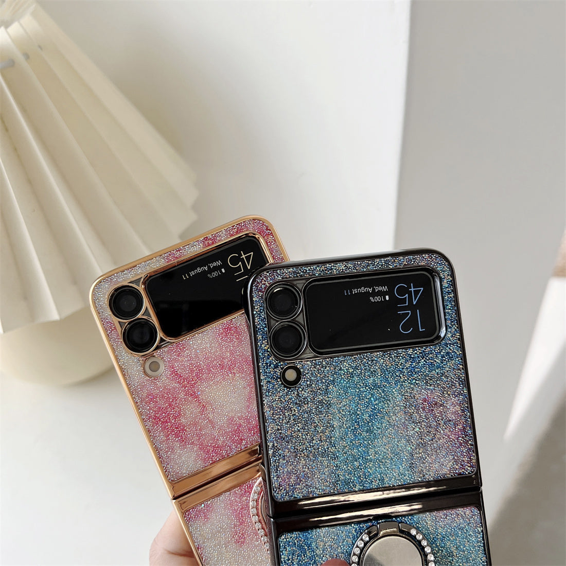 Shining Diamond Mirror Ring Protective Cover For Samsung Galaxy Z FLIP 4 5G - Galaxy Z Flip 4 Case