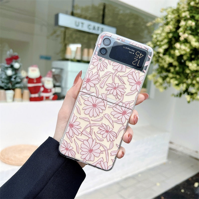 Flower Painting Transparent Case For Samsung Galaxy Z Flip 4 - Galaxy Z Flip 4 Case
