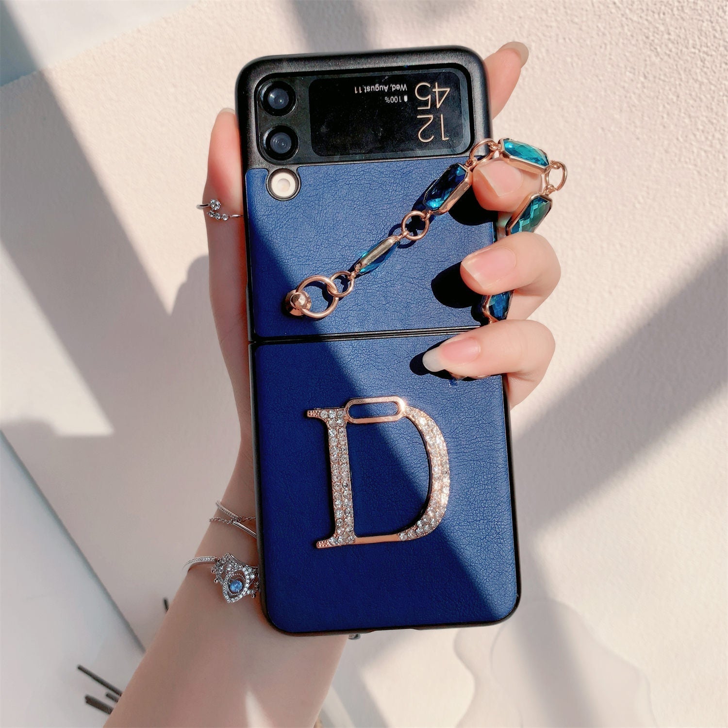 Elegant Blue Leather Case for Samsung Z Flip Galaxy Z Flip 4 - Galaxy Z Flip 4 Case