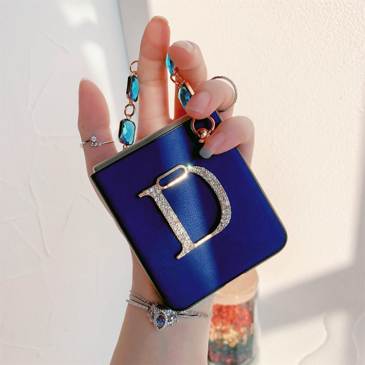 Elegant Blue Leather Case for Samsung Z Flip Galaxy Z Flip 4 - Galaxy Z Flip 4 Case