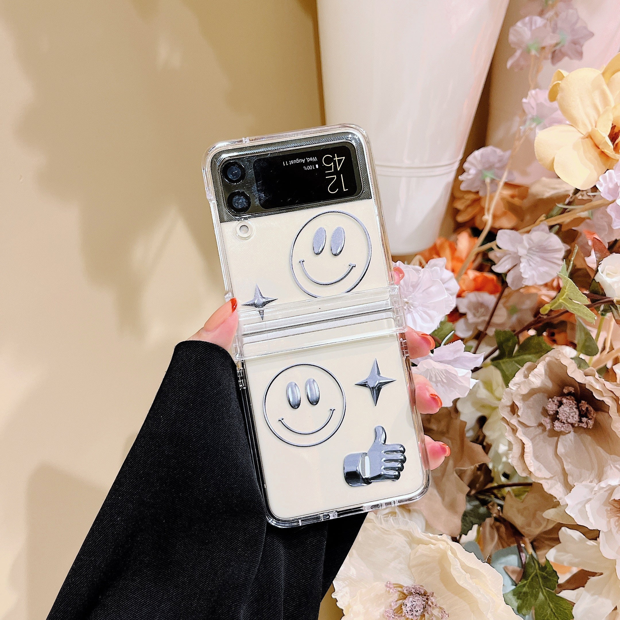 Shockproof Smiley Wristband Cover for Galaxy Z FLIP 4 5G - Galaxy Z Flip 4 Case