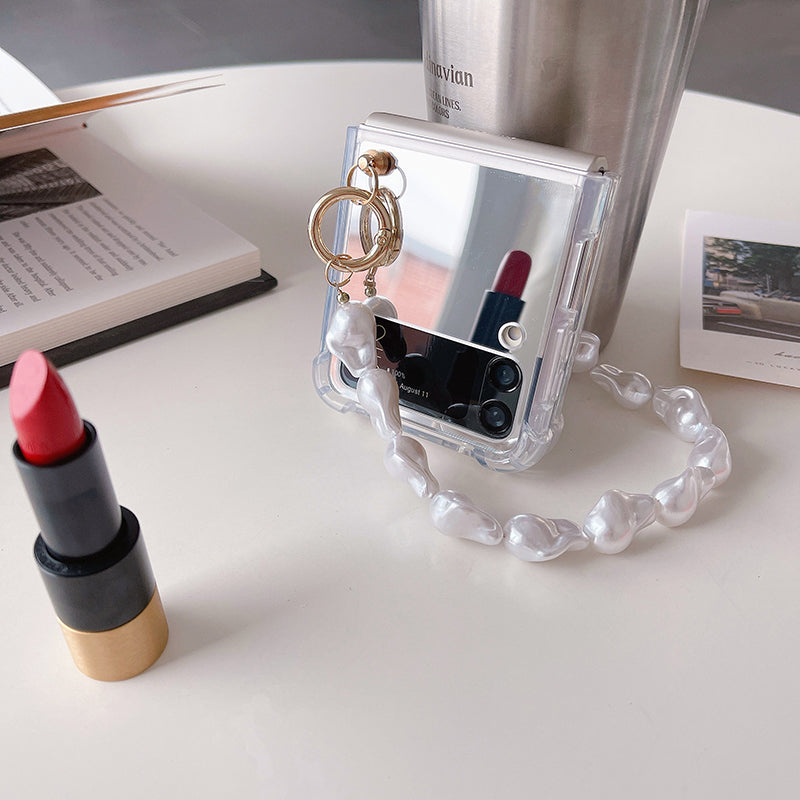 Mirror Shockproof Case with Hand Chain For Galaxy Z Flip 4 5G - Galaxy Z Flip 4 Case