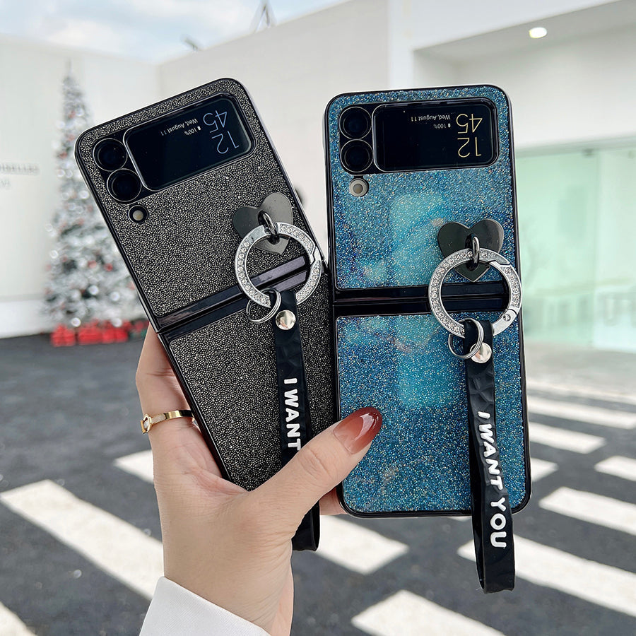 Bling Heart Pendant Case For Galaxy Z Flip 4 - Galaxy Z Flip 4 Case