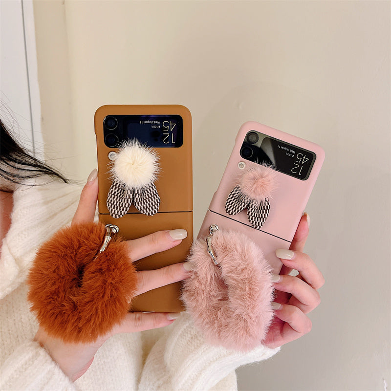 Fluffy Hand Rope Case For Galaxy Z Flip 4 - Galaxy Z Flip 4 Case