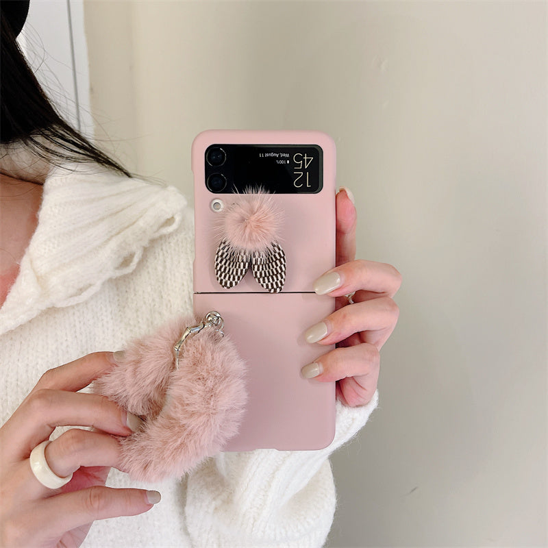 Fluffy Hand Rope Case For Galaxy Z Flip 4 - Galaxy Z Flip 4 Case