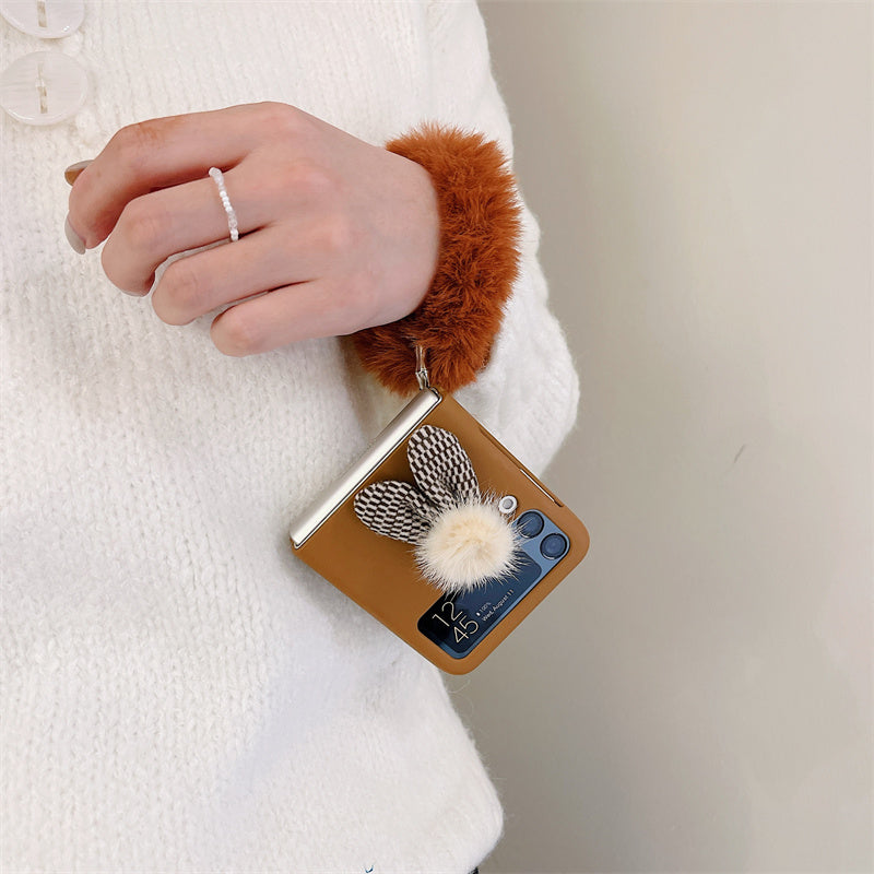 Fluffy Hand Rope Case For Galaxy Z Flip 4 - Galaxy Z Flip 4 Case