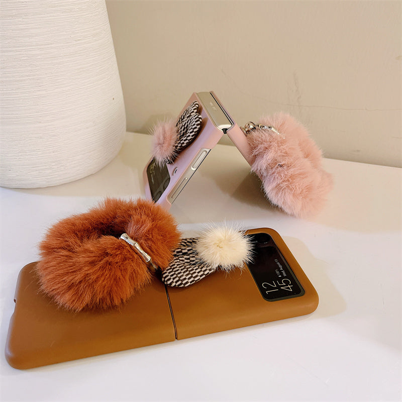 Fluffy Hand Rope Case For Galaxy Z Flip 4 - Galaxy Z Flip 4 Case