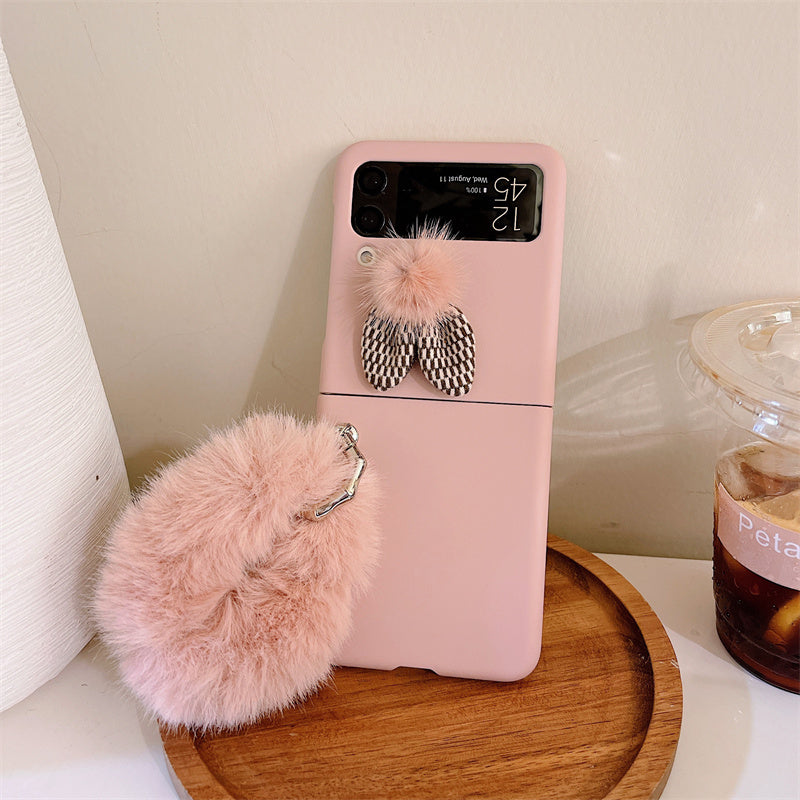Fluffy Hand Rope Case For Galaxy Z Flip 4 - Galaxy Z Flip 4 Case