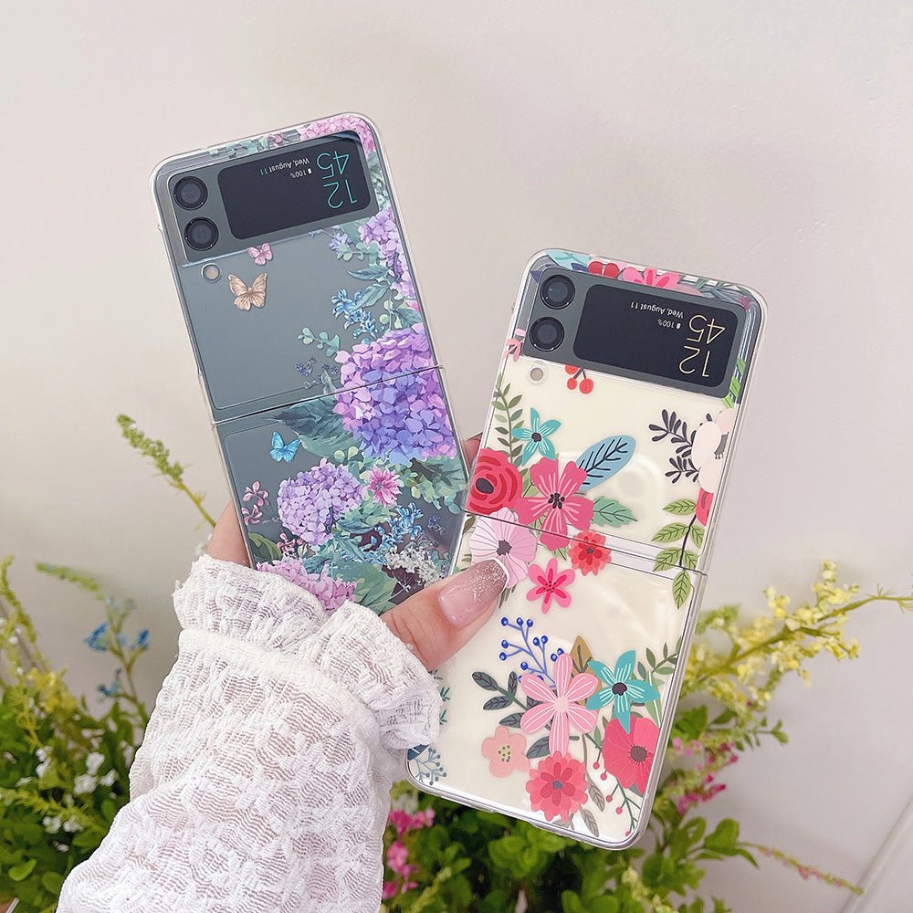 Colorful Flower Case with Bracelet For Galaxy Z Flip 4 - Galaxy Z Flip 4 Case