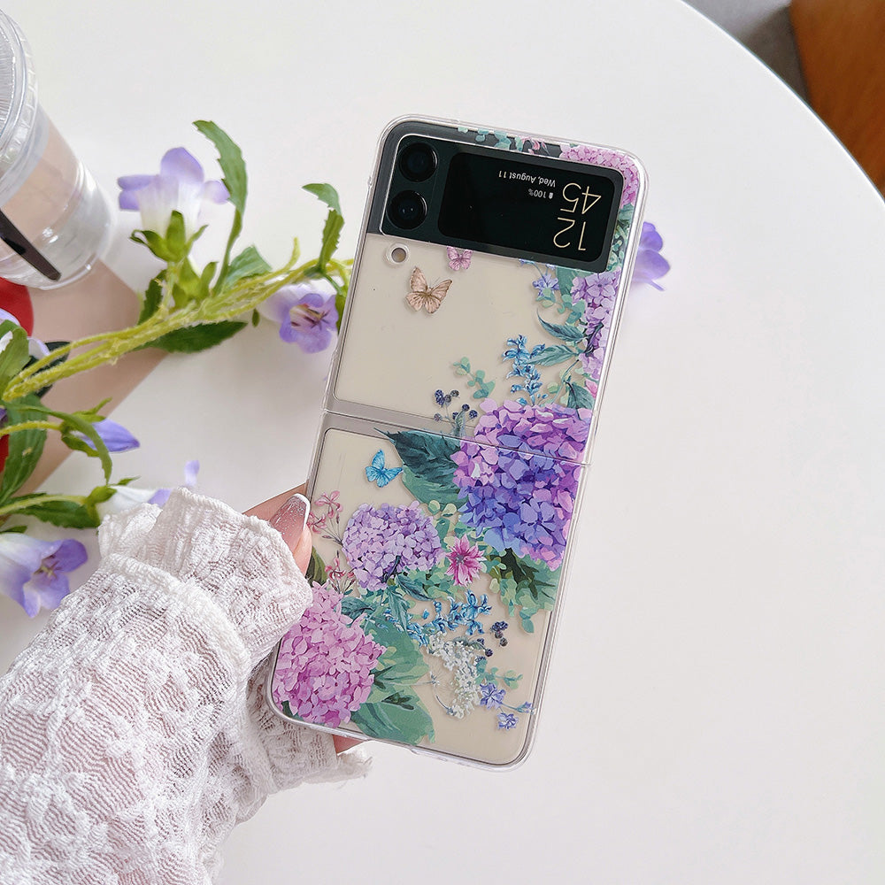 Colorful Flower Case with Bracelet For Galaxy Z Flip 4 - Galaxy Z Flip 4 Case