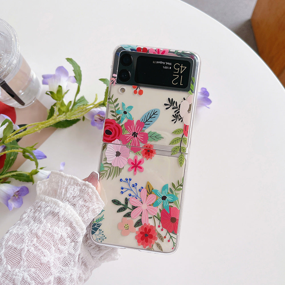 Colorful Flower Case with Bracelet For Galaxy Z Flip 4 - Galaxy Z Flip 4 Case