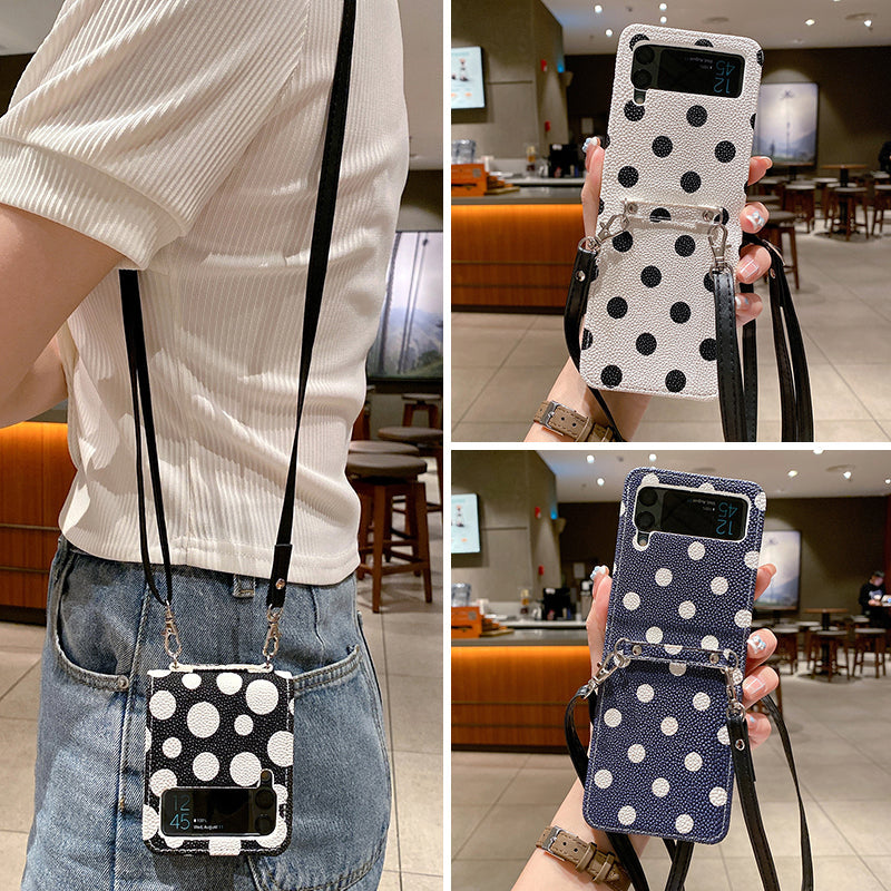 Leather Shoulder Strap Case For Samsung Galaxy Z Flip 4 5G - Galaxy Z Flip 4 Case