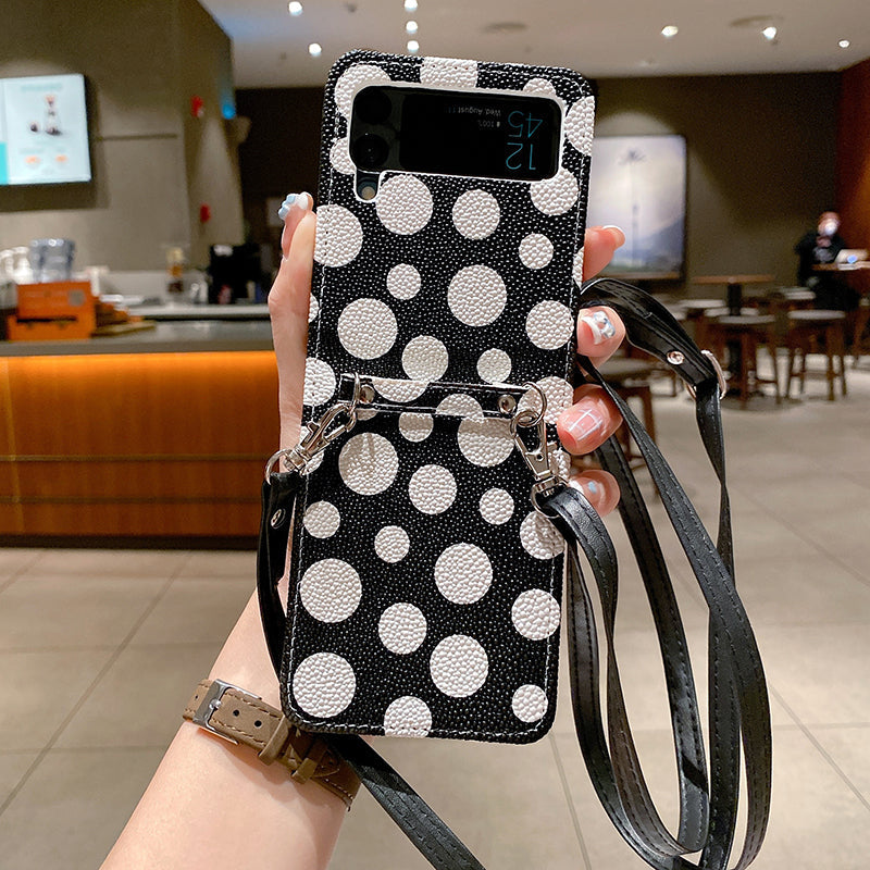 Leather Shoulder Strap Case For Samsung Galaxy Z Flip 4 5G - Galaxy Z Flip 4 Case