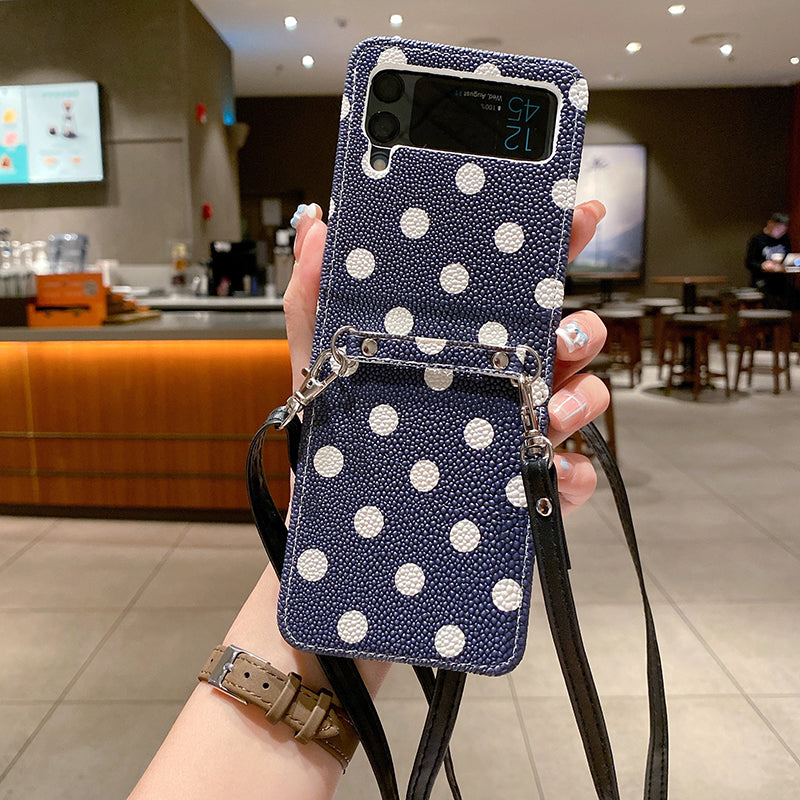 Leather Shoulder Strap Case For Samsung Galaxy Z Flip 4 5G - Galaxy Z Flip 4 Case