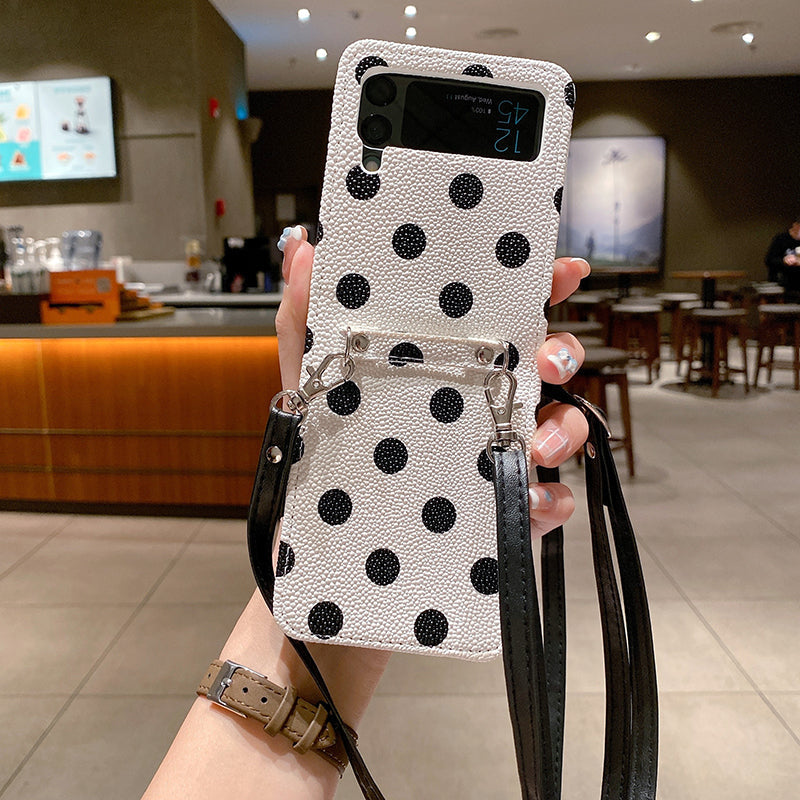 Leather Shoulder Strap Case For Samsung Galaxy Z Flip 4 5G - Galaxy Z Flip 4 Case