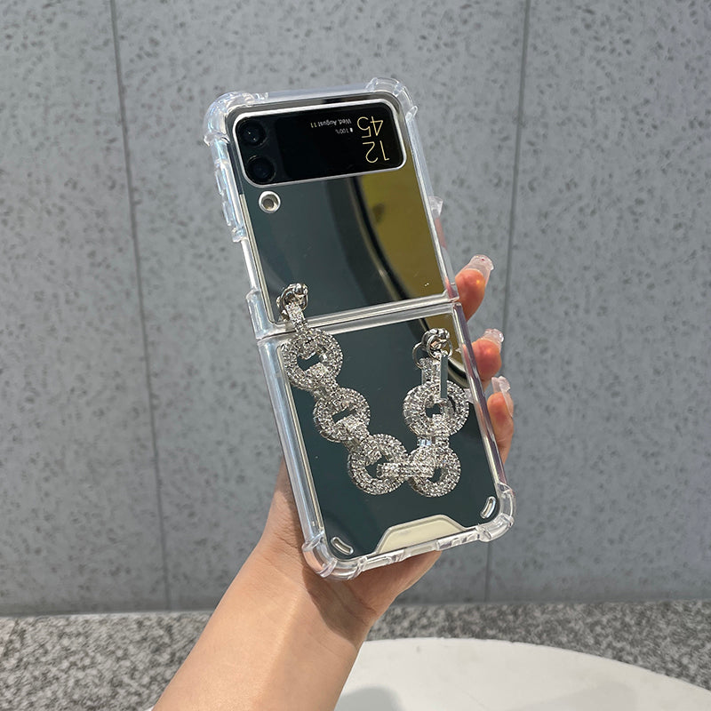 Luxury Makeup Case with Rhinestone Bracelet For Galaxy Z Flip 4 5G - Galaxy Z Flip 4 Case