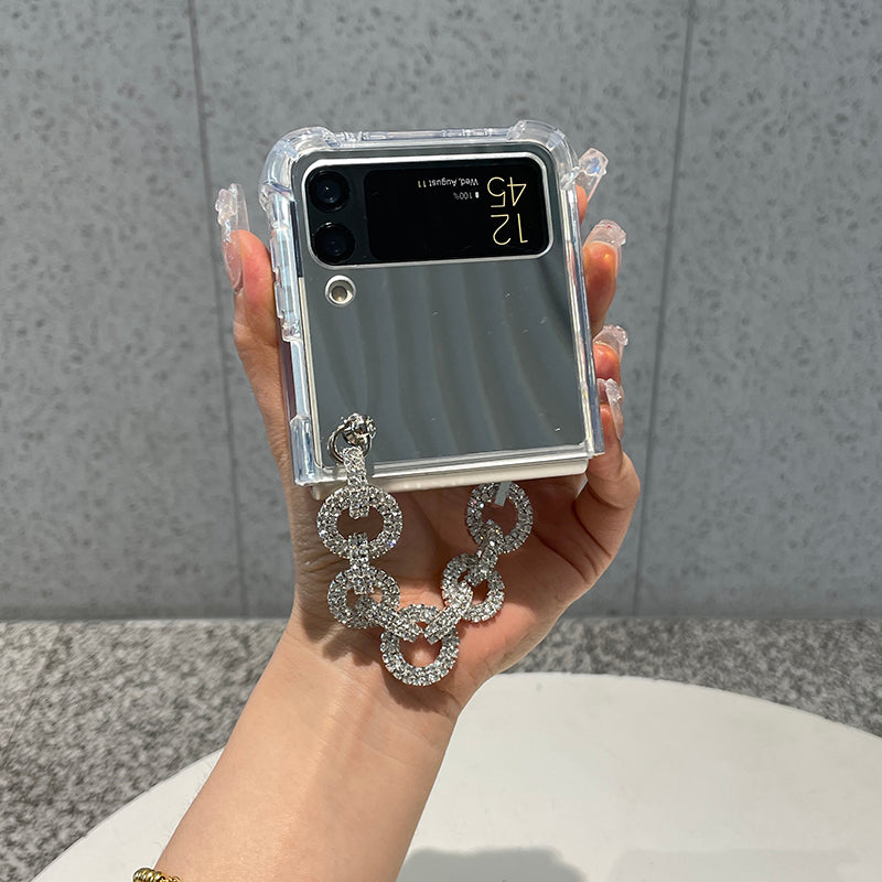 Luxury Makeup Case with Rhinestone Bracelet For Galaxy Z Flip 4 5G - Galaxy Z Flip 4 Case