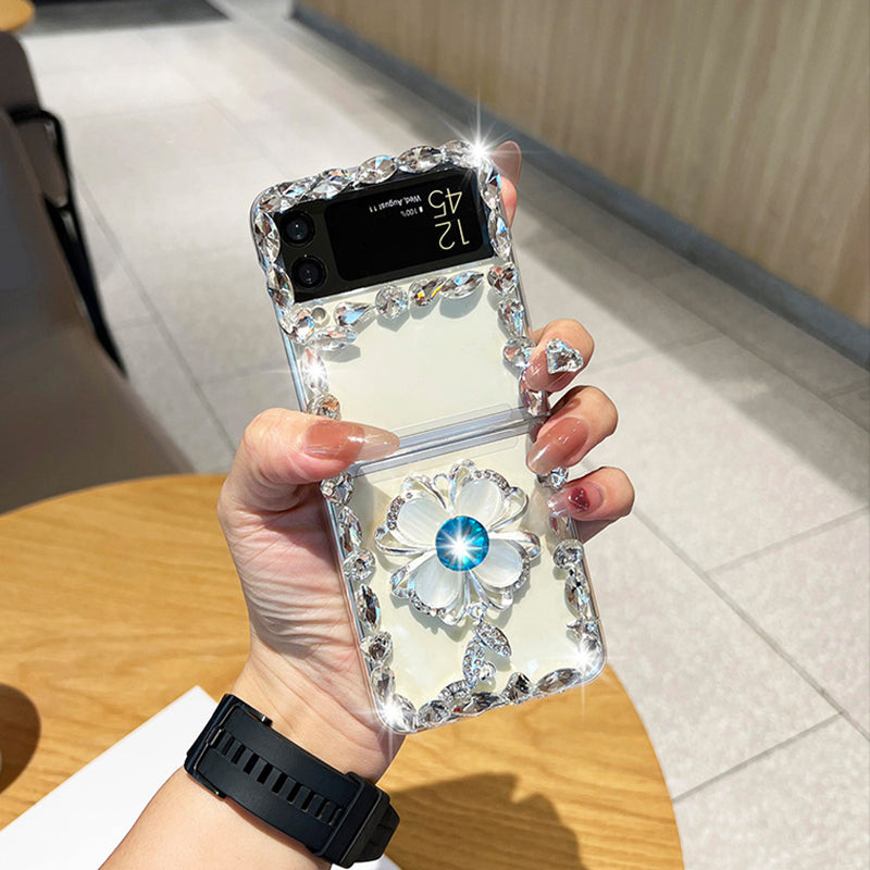 Luxury Rhinestone Flower Case For Samsung Galaxy Z Flip 4 5G - Galaxy Z Flip 4 Case