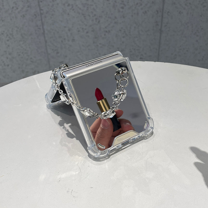 Luxury Mirror Case with Crystal Bracelet For Galaxy Z Flip 4 5G - Galaxy Z Flip 4 Case