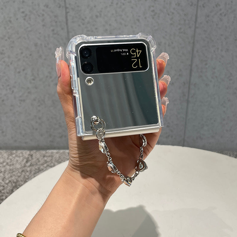 Luxury Mirror Case with Crystal Bracelet For Galaxy Z Flip 4 5G - Galaxy Z Flip 4 Case