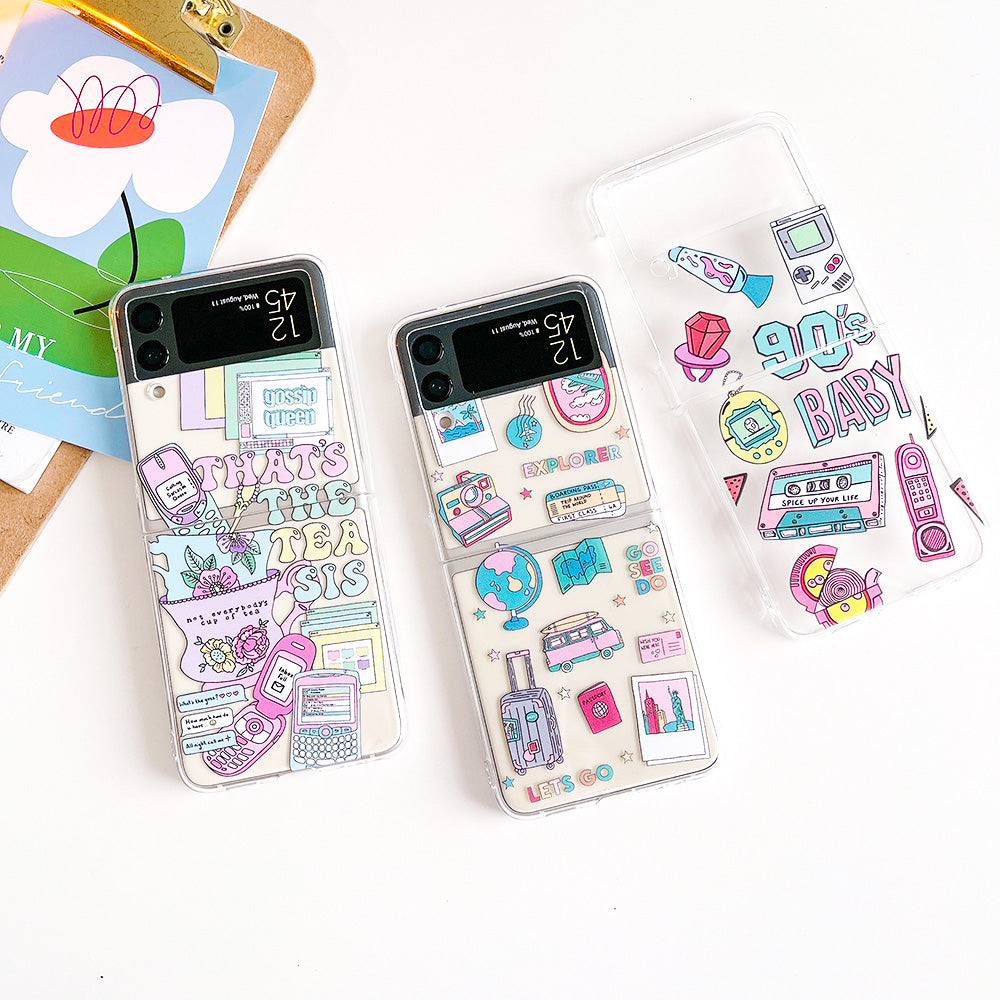 Retro Painted Case With Bracelet For Galaxy Z FLIP 4 5G - Galaxy Z Flip 4 Case