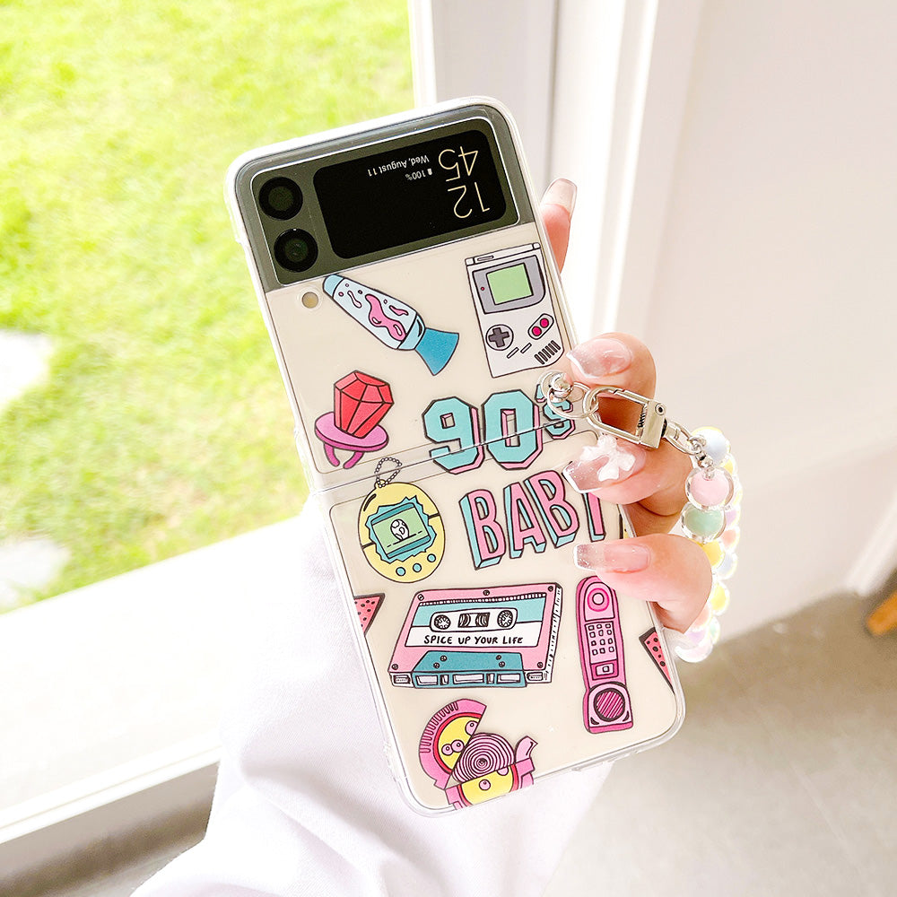 Retro Painted Case With Bracelet For Galaxy Z FLIP 4 5G - Galaxy Z Flip 4 Case