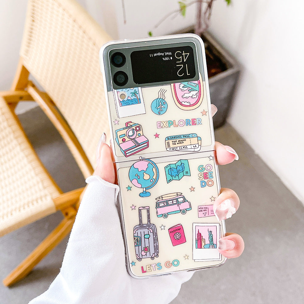 Retro Painted Case With Bracelet For Galaxy Z FLIP 4 5G - Galaxy Z Flip 4 Case