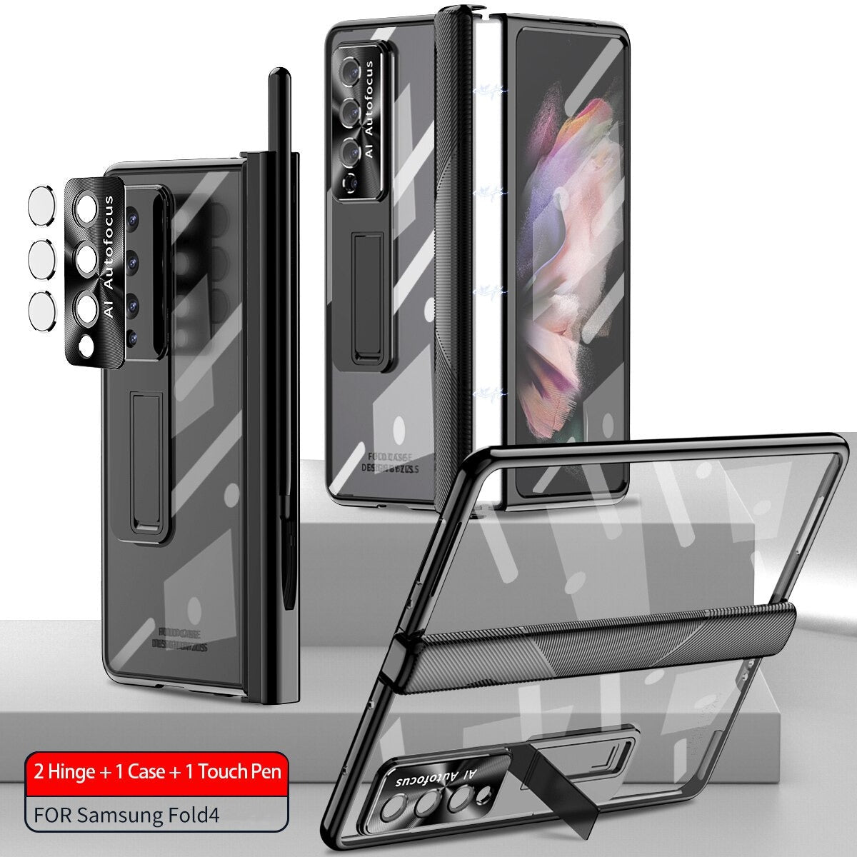 2 PCS Magnetic Transparent Pen Slot Front Screen Glass Case (FREE S-PEN Gift) - Galaxy Z Fold 4