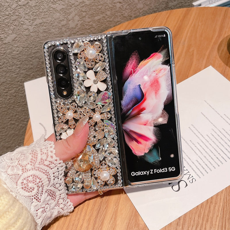 Fashion Diamond Flower Phone case For Samsung Galaxy Z Fold 4