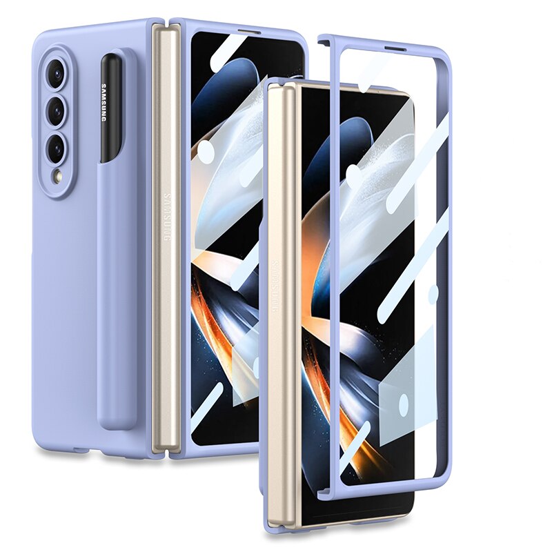 Soft Liquid Silicone Case With Pen Holder for Samsung Galaxy Z Fold 4