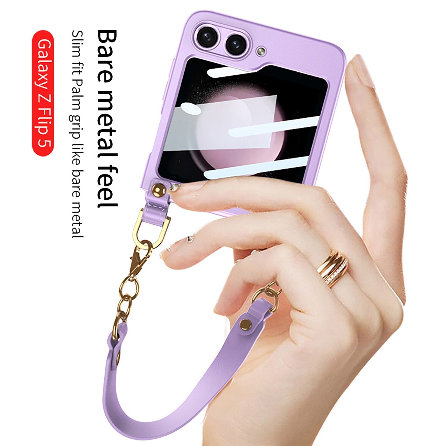 Electroplating Wrist Strap Case for Samsung Galaxy Z Flip 5