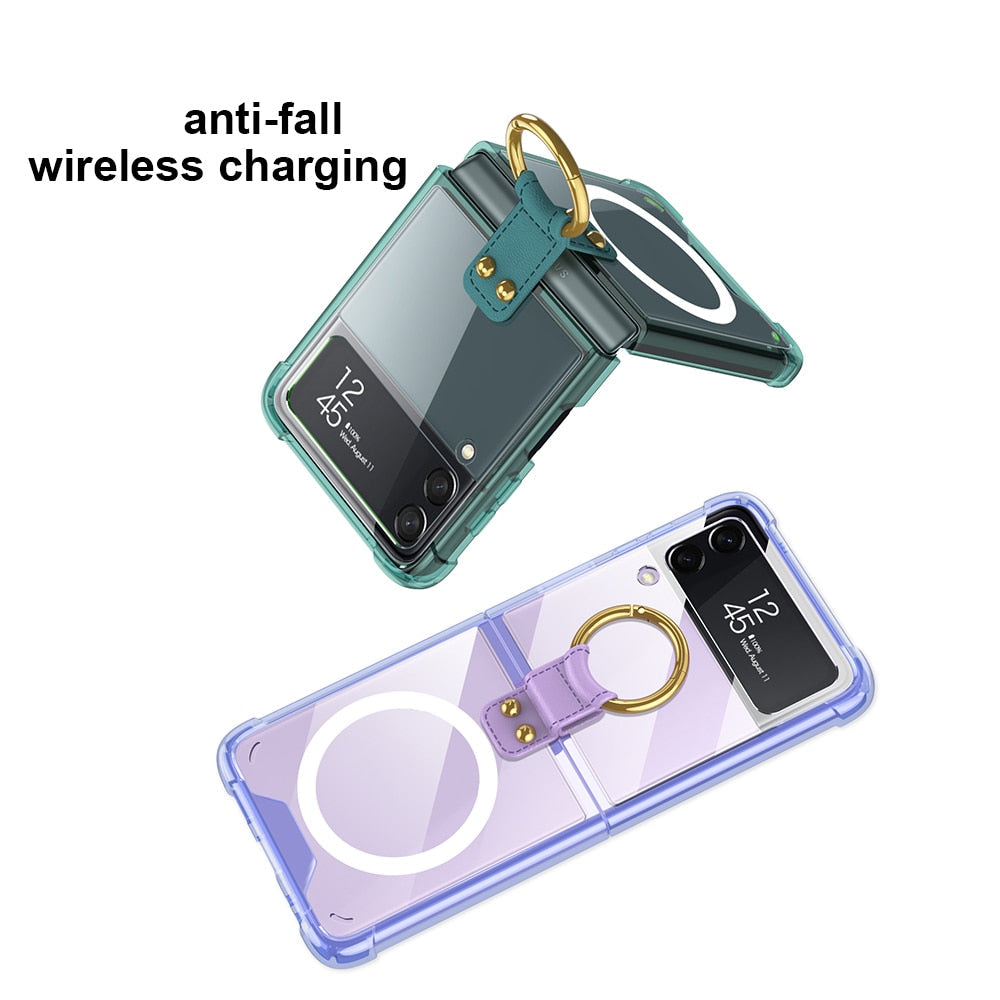 Transparent Wireless Charging Magnetic Case For Samsung Galaxy Z Flip 4 - Galaxy Z Flip 4 Case