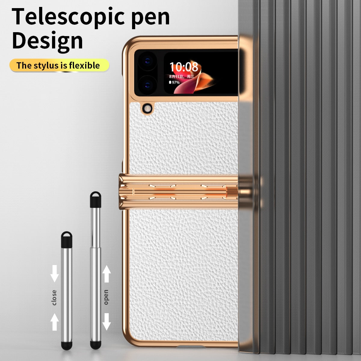 Luxury Leather Case (Pen Slot) For Samsung Galaxy Z Flip 4 - Galaxy Z Flip 4 Case