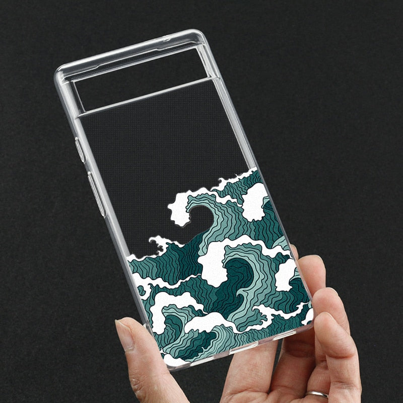 Fashion Great Blue Wave Clear Phone Case for Google Pixel 7 Pro - The Pixel Store