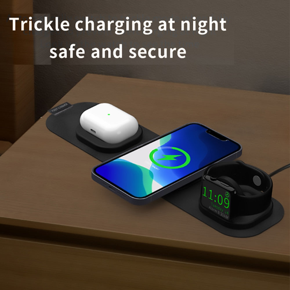 3 in 1 Foldable Travel Wireless Charger for iPhone, Apple Watch & AirPods - iHive