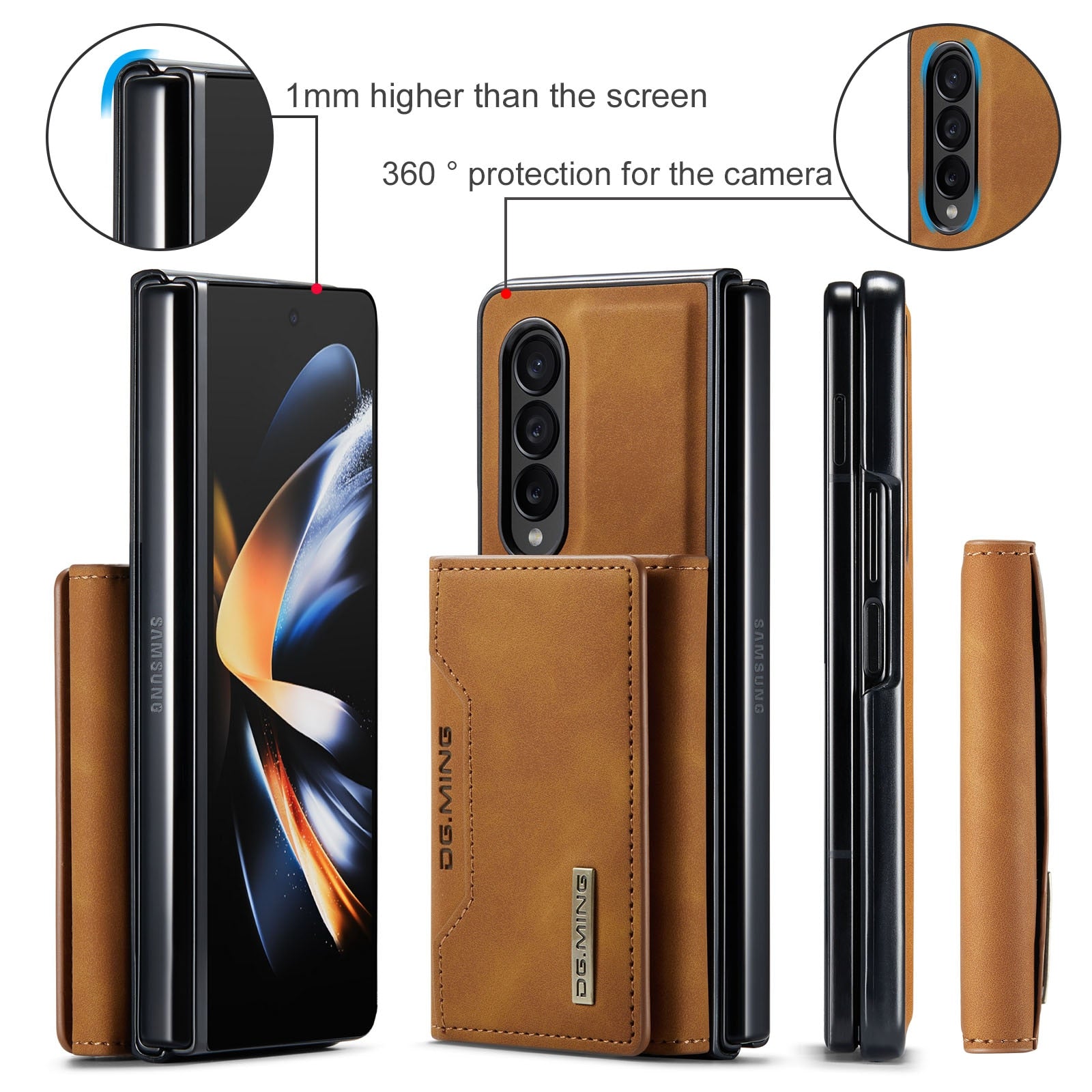 2 In 1 Leather Wallet Case For Samsung Galaxy Z Fold 5