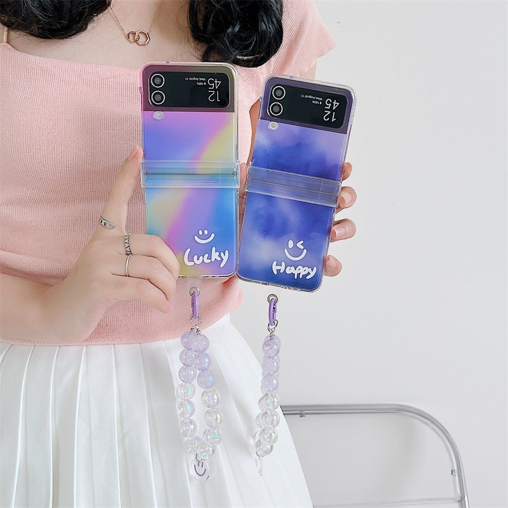 Happy Smile Clear Case  with Bracelet For Samsung Galaxy Z Flip 3 & 4