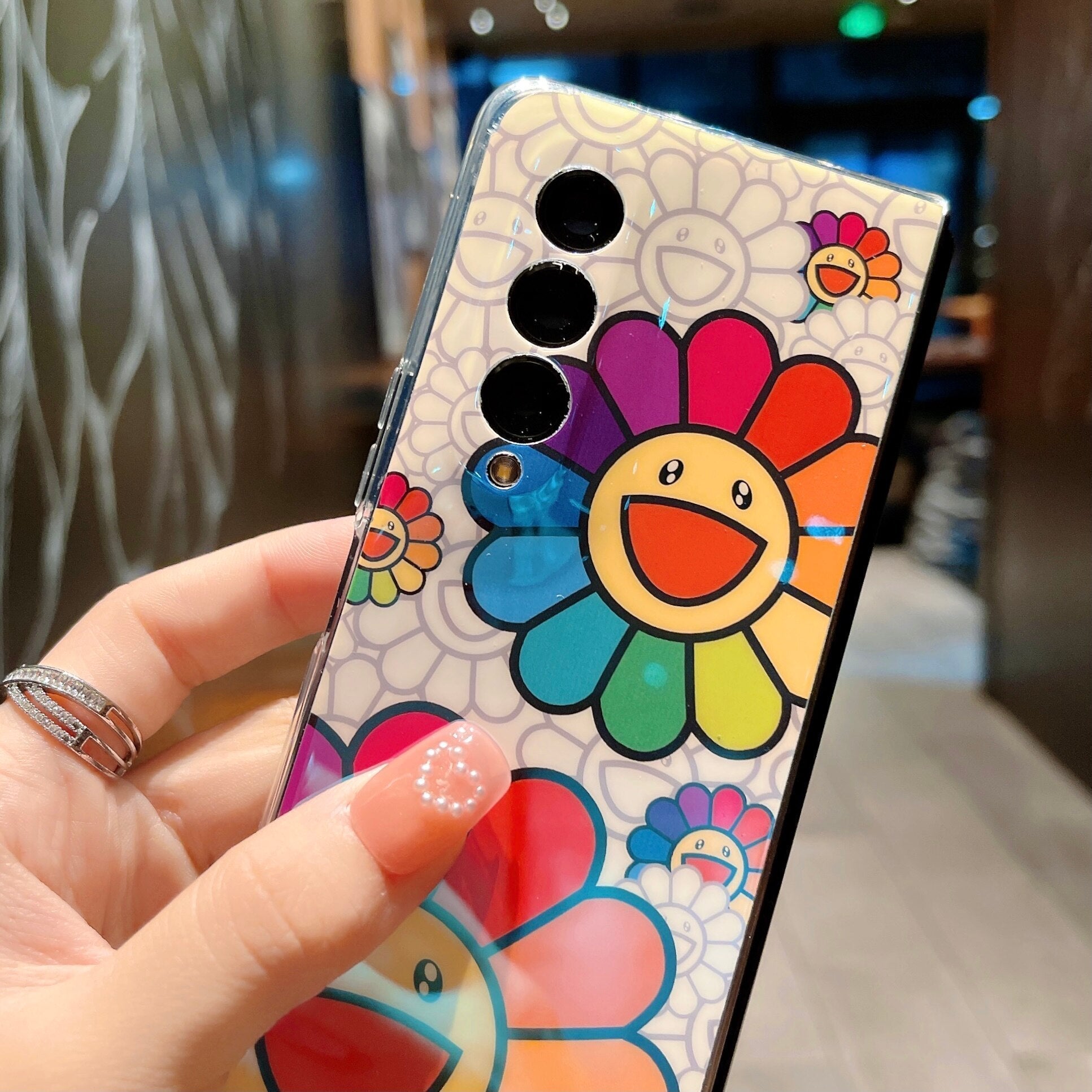 Cute Colorful Oil Painting Flower Phone Case For Samsung Galaxy Z Fold 4 5G