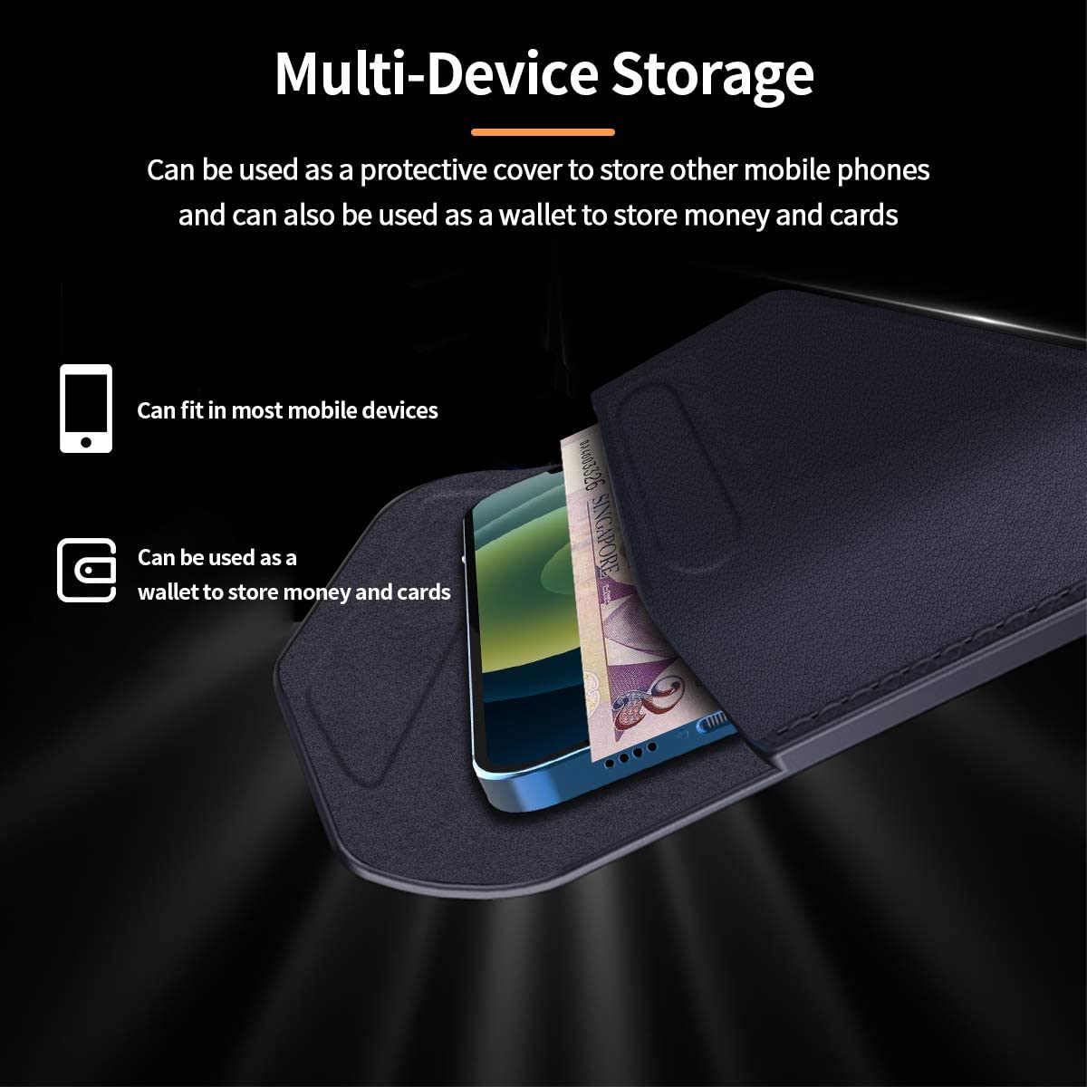 Genuine Leather Magnetic Pouch Case For Samsung Galaxy Z Fold 4