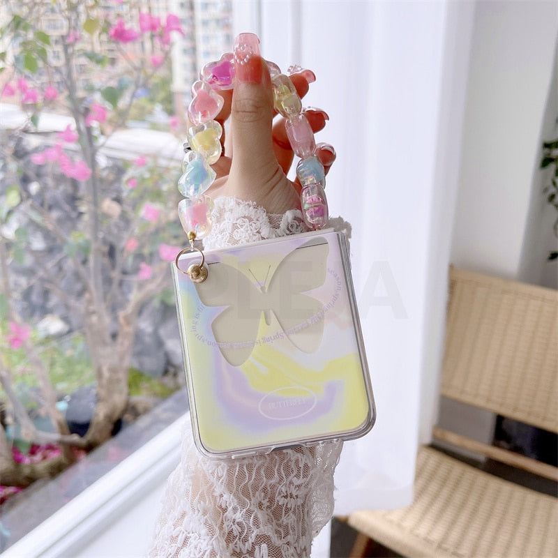 Cute Butterfly Bracelet Phone Stand Case For Samsung Galaxy Z Flip 4 - Galaxy Z Flip 4 Case