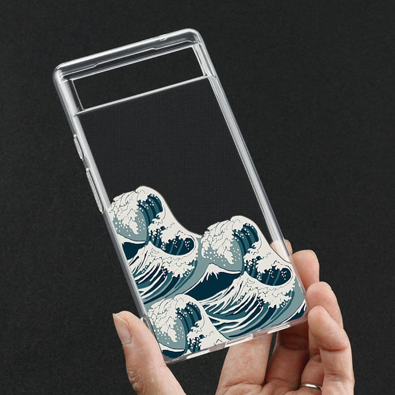 Fashion Great Blue Wave Clear Phone Case for Google Pixel 7 Pro - The Pixel Store