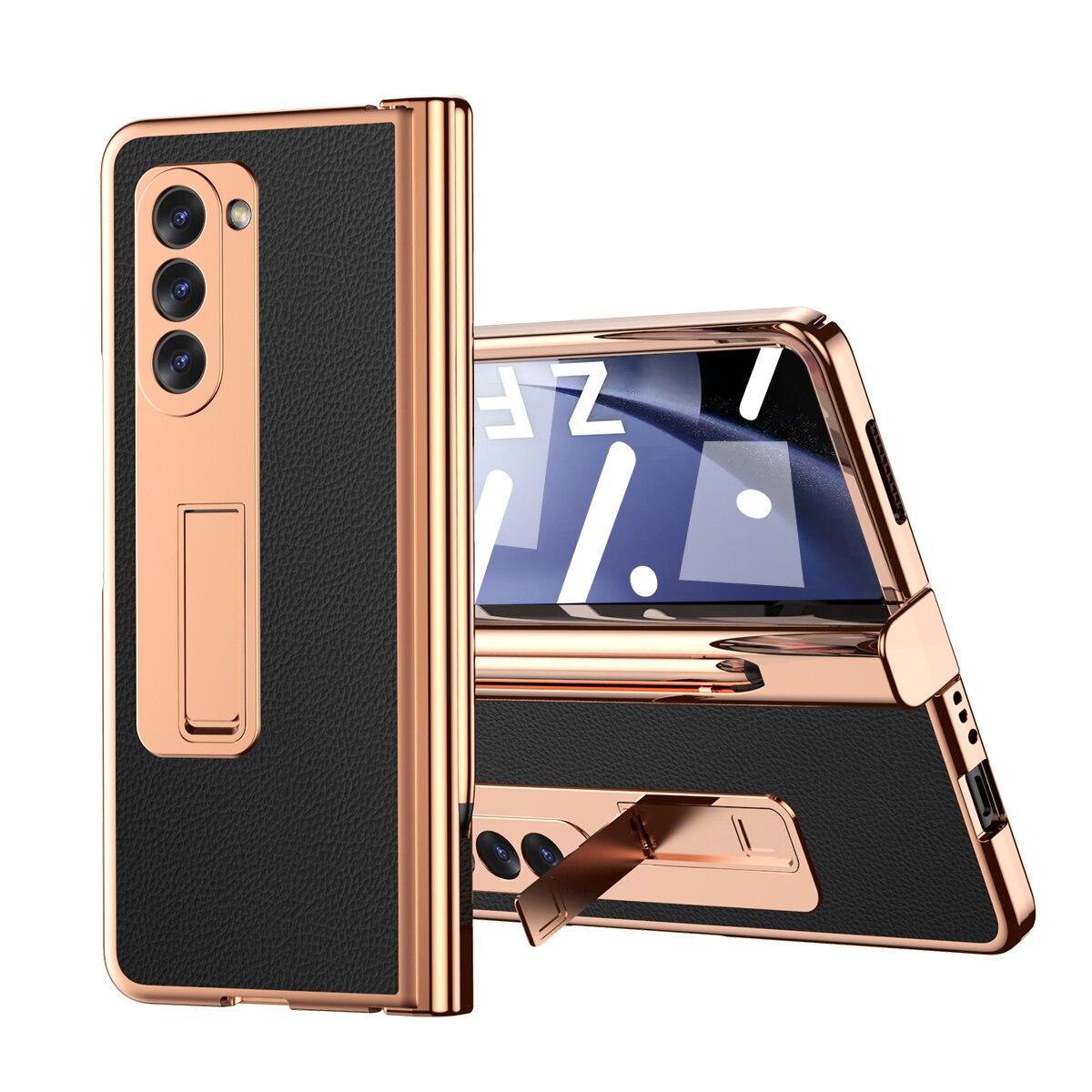 Decase Wallet Case for Samsung Galaxy Z Fold 5, Fashionable Soft Leather  Folio Case with Card Slot Holder Pen Slot Wrist Strap Shockproof  Scratch-Resistant Case Cover for Galaxy Z Fold 5,Gold 