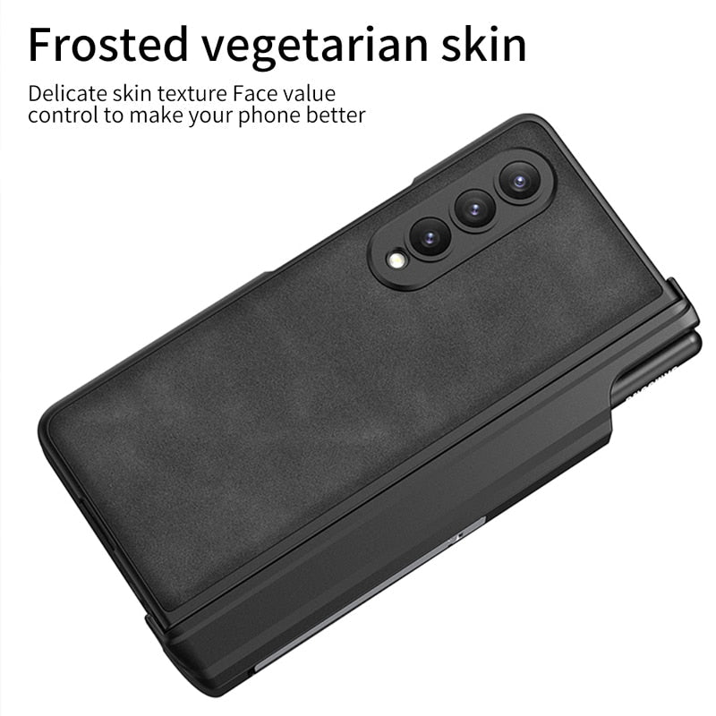 Leather Kickstand Case with Pen Holder For Samsung Galaxy Z Fold 4