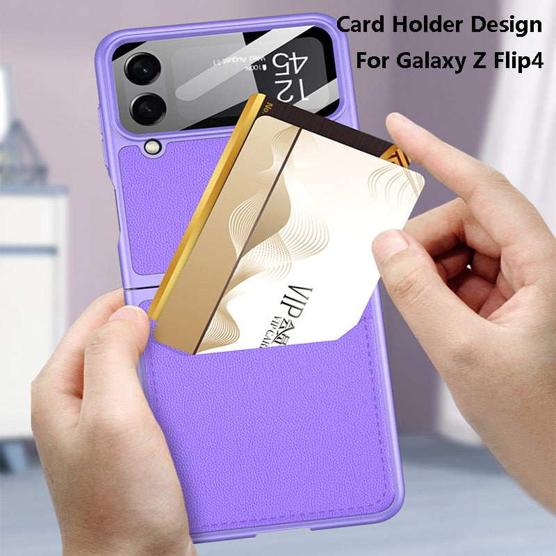 Leather Case with Card Holder For Samsung Galaxy Z Flip 4 - Galaxy Z Flip 4 Case